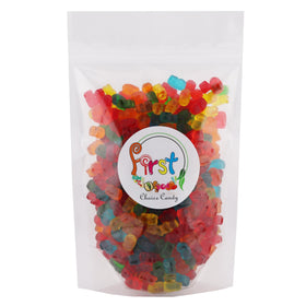 FirstChoiceCandy mini gummy bears chewy texture close-up, satisfying bite.