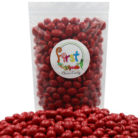 FirstChoiceCandy Red Boston Baked Beans close-up of glossy candy shell.