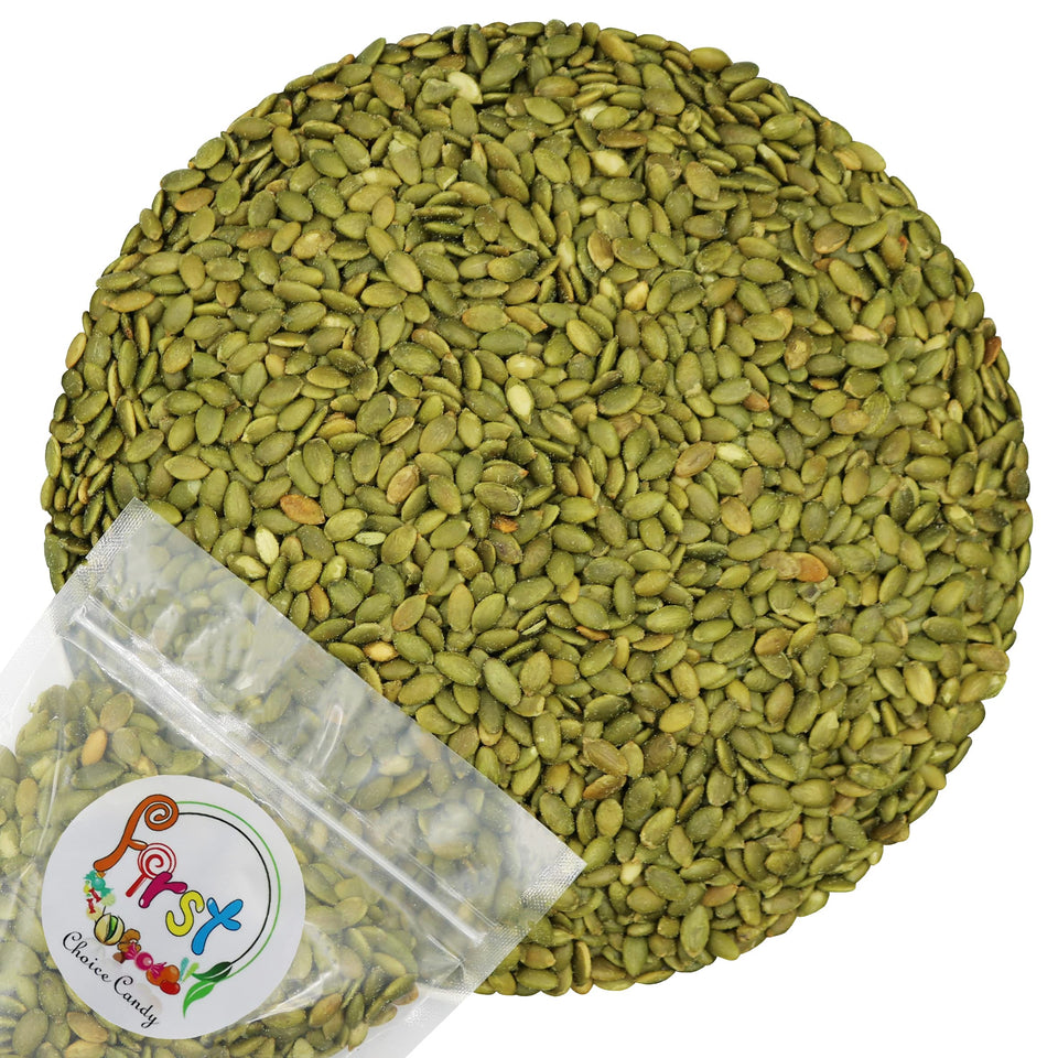 FirstChoiceCandy roasted pumpkin seeds, savory and crunchy, ideal for quick protein.