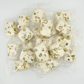 FirstChoiceCandy soft white nougat with pistachio nuggets in a shareable 2lb pack.