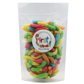 FirstChoiceCandy Sour Gummy Crawlers bowl display showcases bite-sized candy suitable for sharing