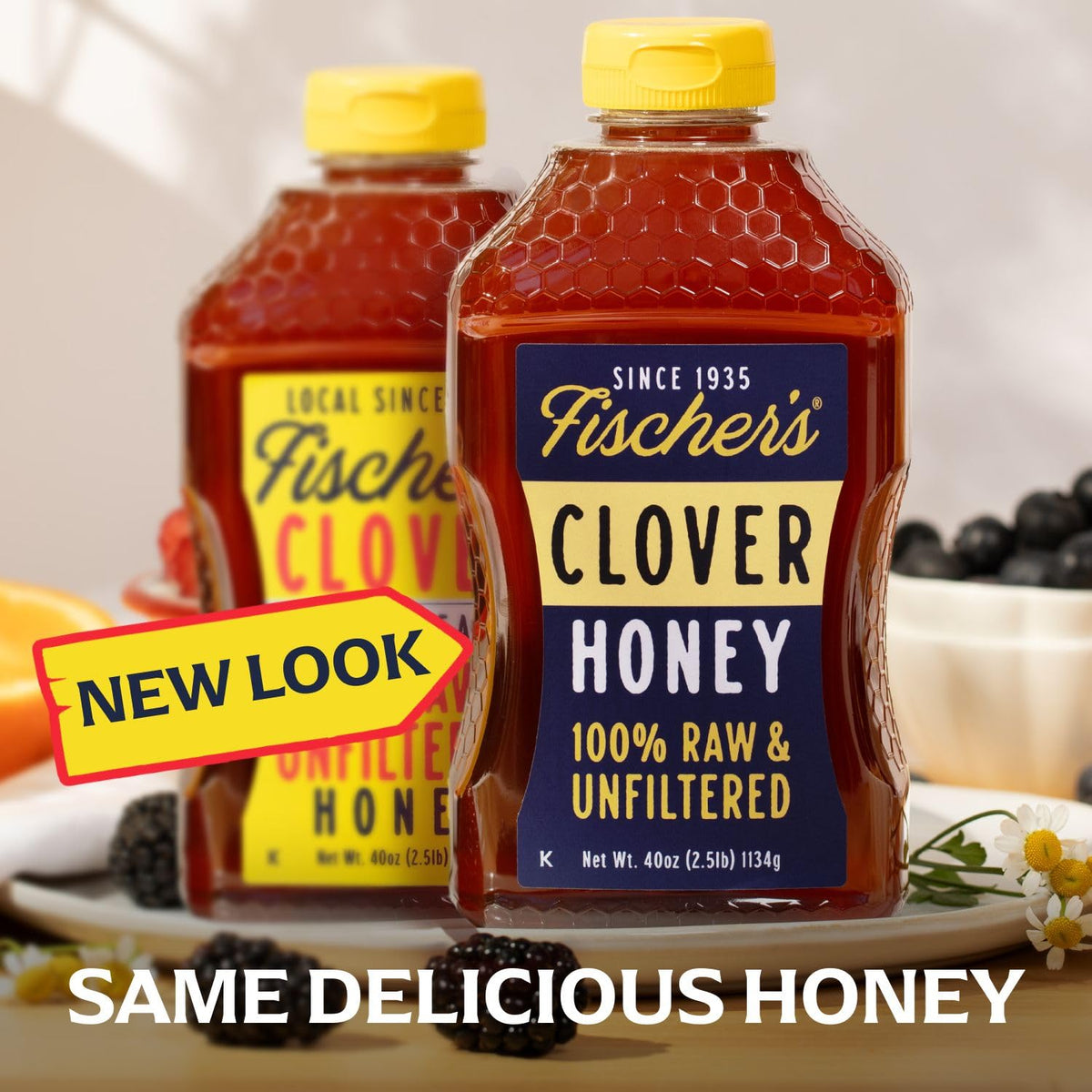 Fischer's Clover Honey crystallization reveals pure origin.