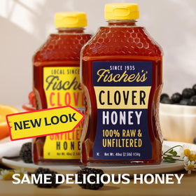Fischer's Clover Honey crystallization reveals pure origin.