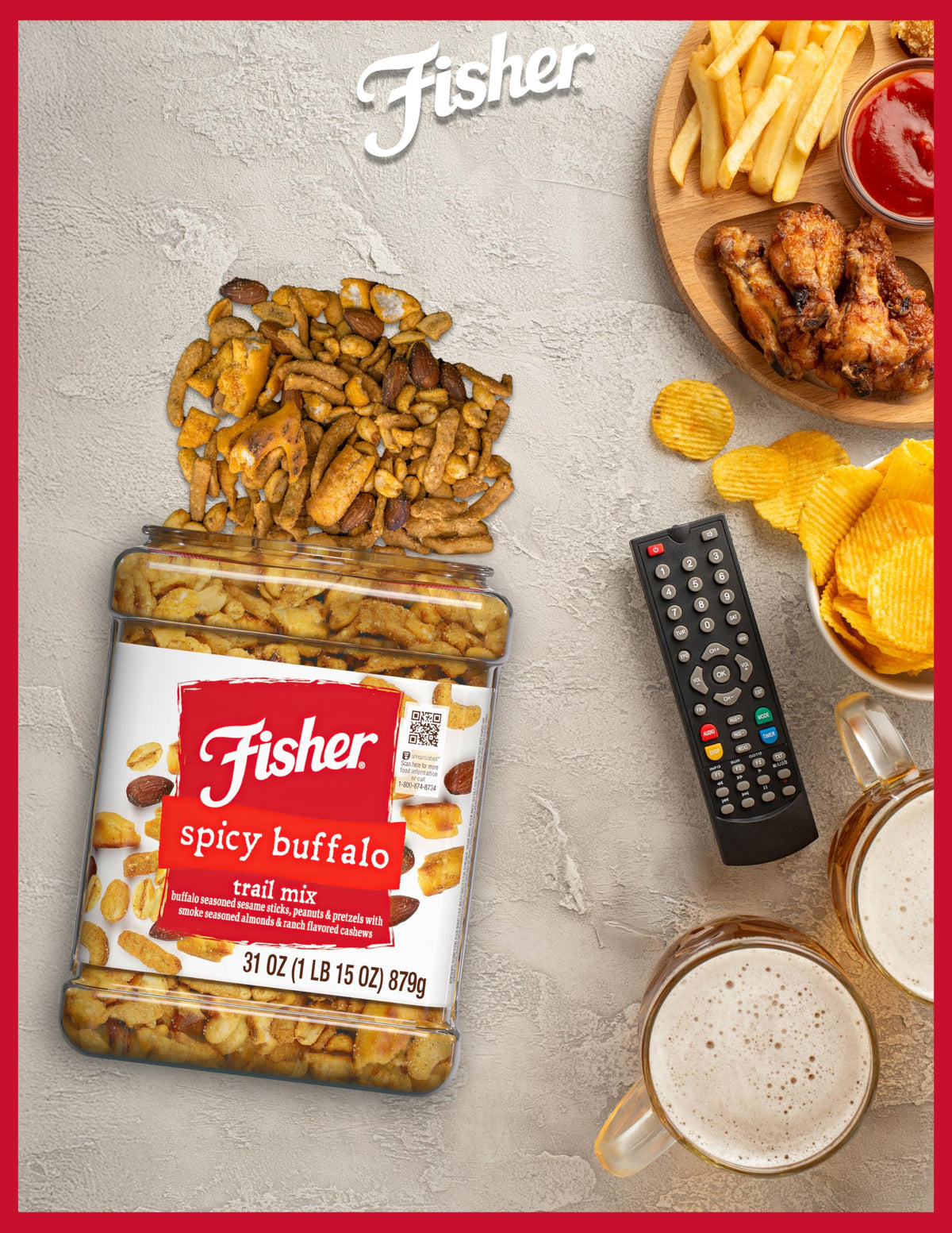 Fisher 31oz resealable jar, keeps flavors fresh from first bite to last