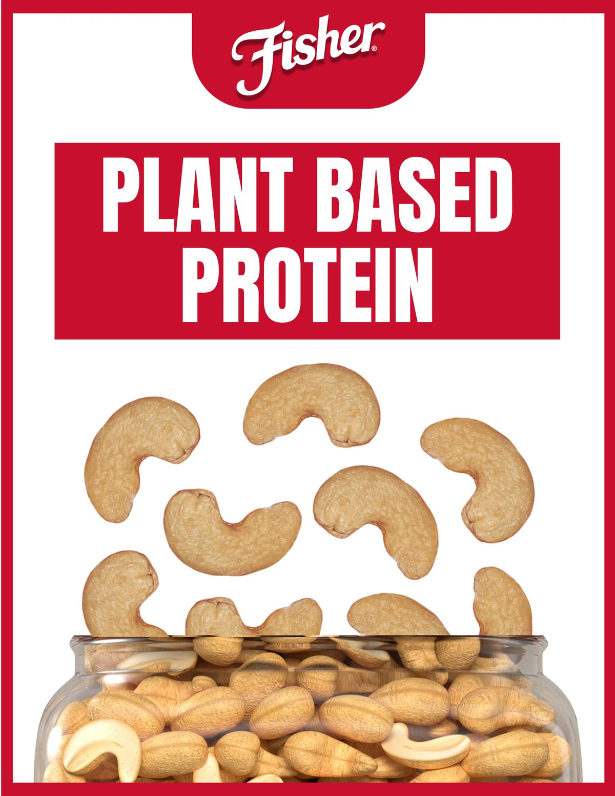 Fisher cashews with sea salt for savory snacking appeal.