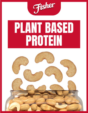 Fisher cashews with sea salt for savory snacking appeal.