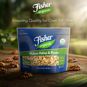 Fisher Chef's Naturals unsalted walnuts added to oatmeal or yogurt.
