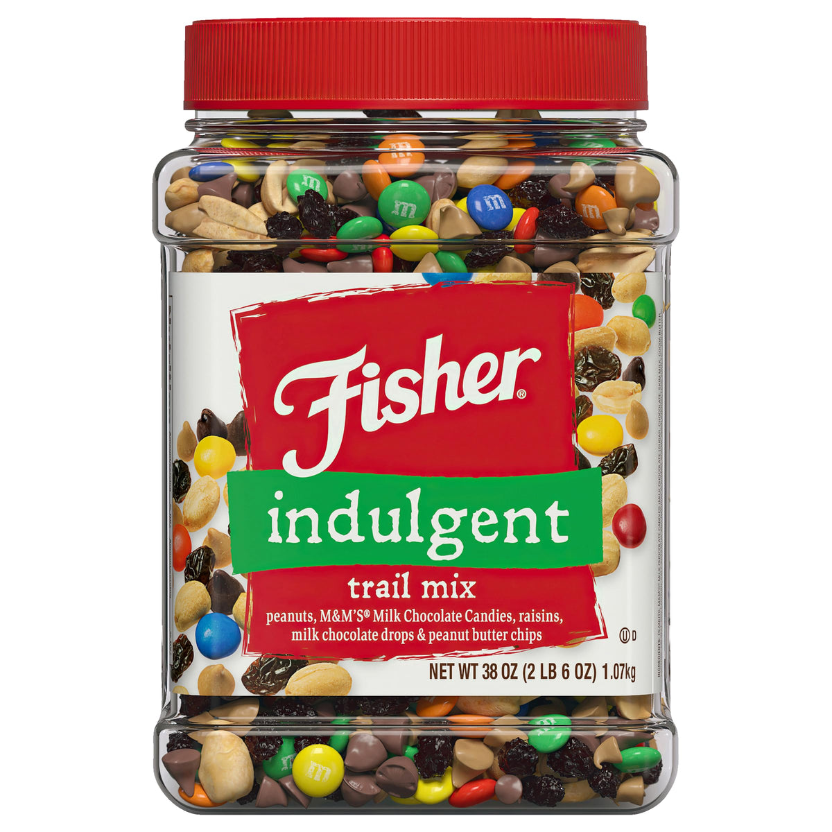 Fisher Chef's Naturals Indulgent Trail Mix canister ready for snacking anywhere