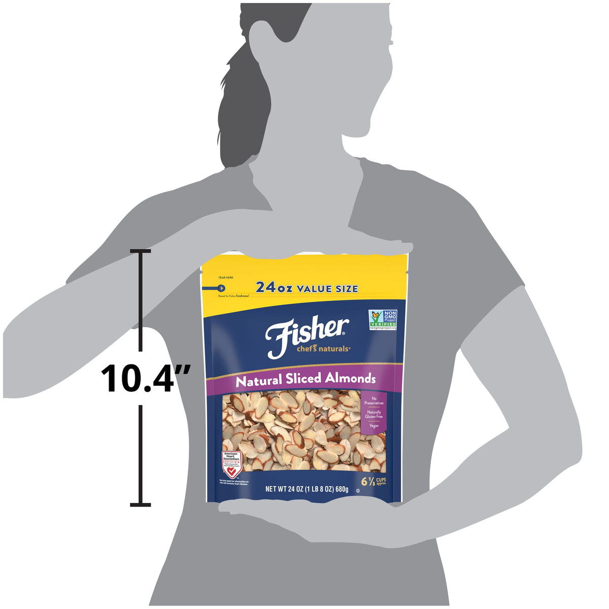 Lightly roasted, Fisher Chef's Naturals almonds deliver creamy crunch.