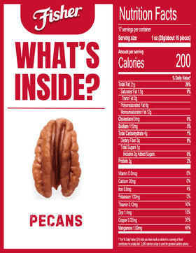 Fisher Chef's Naturals never fried pecans with sea salt for gluten-free crunch.