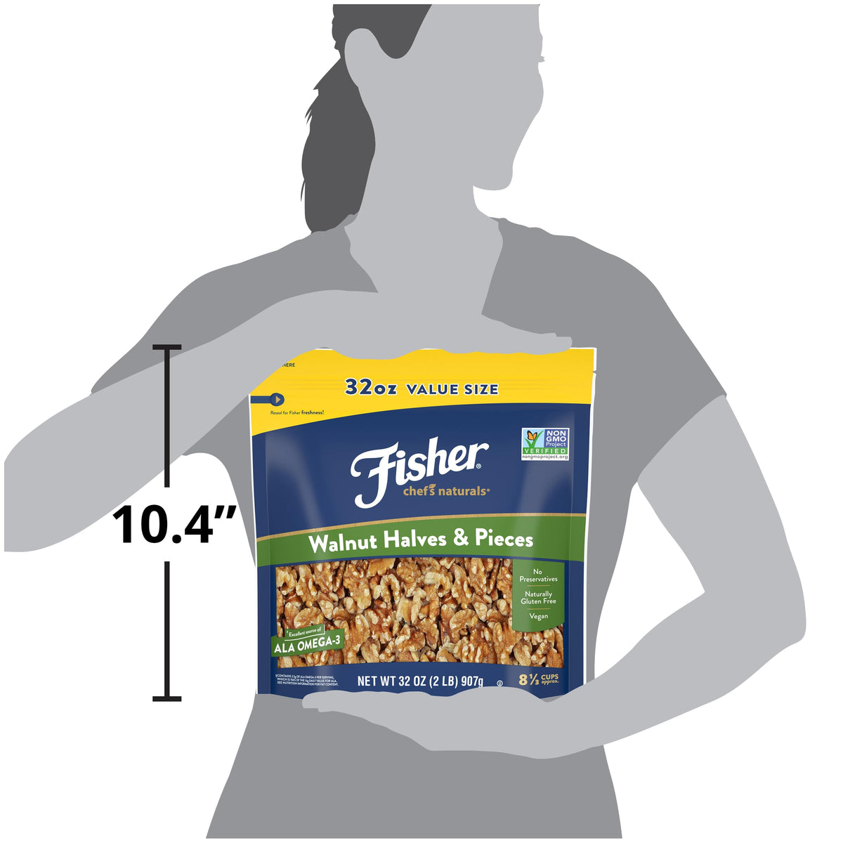 Northern California origin label on Fisher Chef's Naturals walnuts