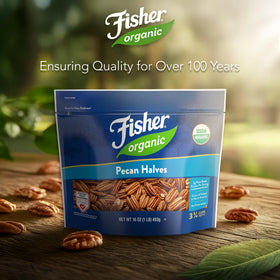 Raw organic pecans by Fisher are ideal for keto and paleo-inspired recipes.