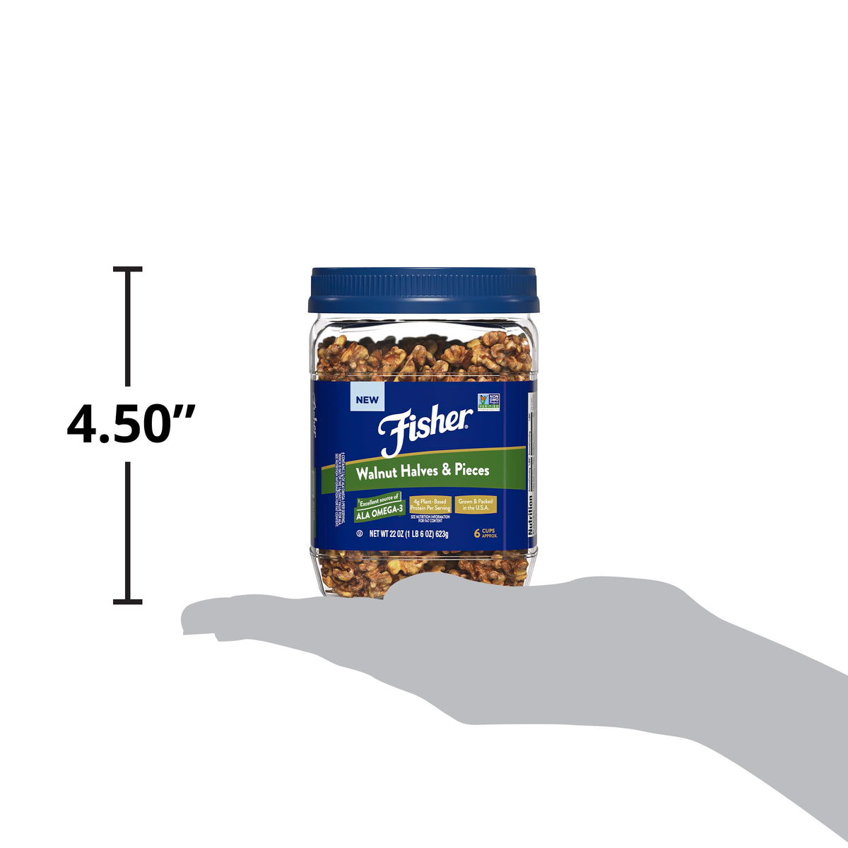 Fisher Chef's Naturals resealable bag keeps walnuts fresh after opening.