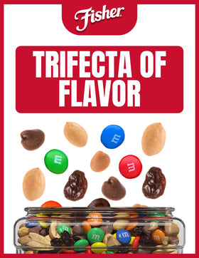Fisher Chef's Naturals trail mix close-up of milk chocolate and PB chips for tasty snacking