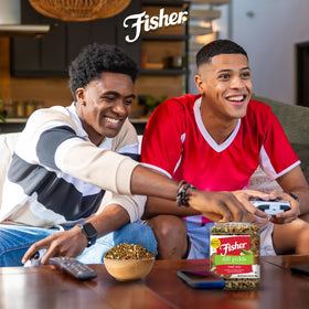 25 oz Fisher Dill Pickle Trail Mix jar ready for gatherings and on-the-go snacking.