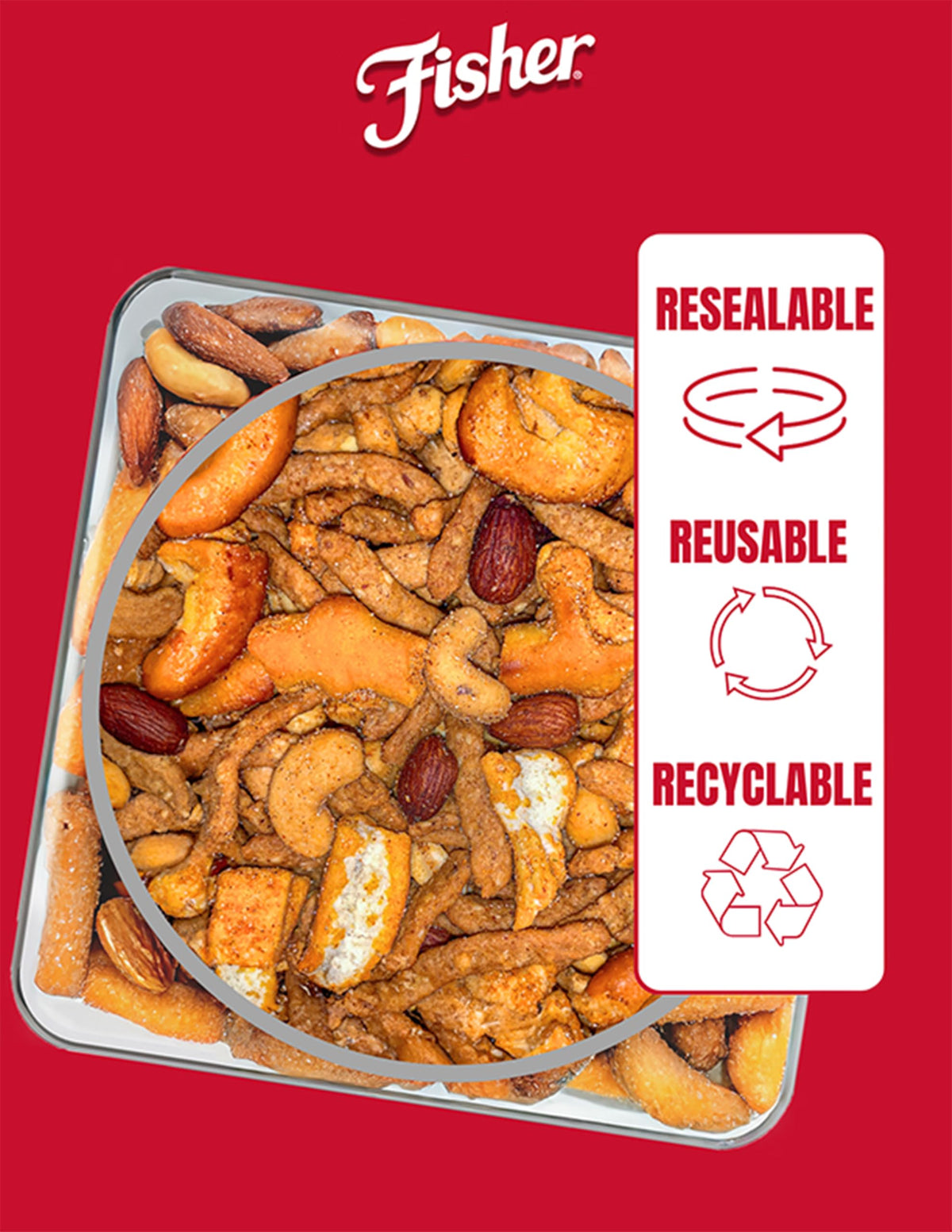 Fisher hot spicy snack mix bite, satisfying texture for quick breaks and movie nights