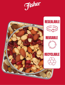 Fisher Hunger Fighter Trail Mix stored in pantry for easy access.