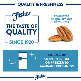 Fisher pecans used in baking pies or cookies, rich buttery aroma