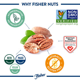 Fisher pecans on salad topper, adding crunch and nutty flavor