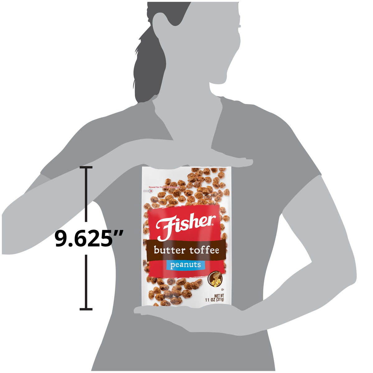 Fisher Snack Butter Toffee Peanuts on pantry shelf ready for anytime craving.