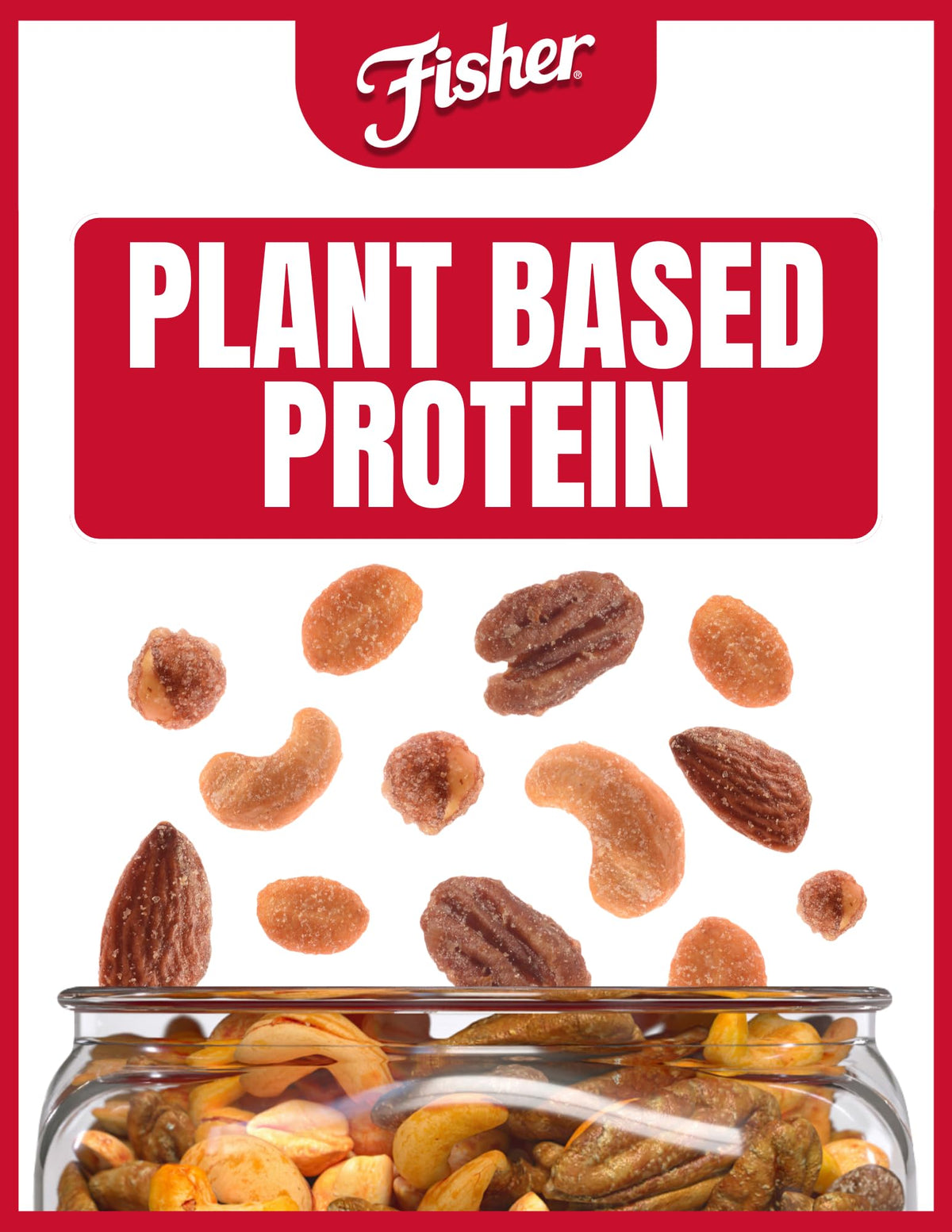 Fisher Honey Roasted Mixed Nuts packaging label shows quality and farmer-sourced ingredients.