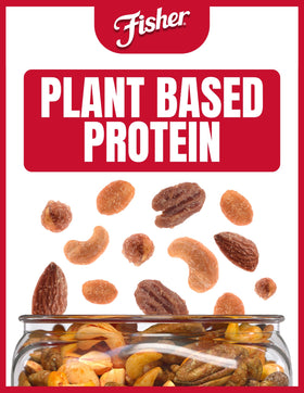 Fisher Honey Roasted Mixed Nuts packaging label shows quality and farmer-sourced ingredients.