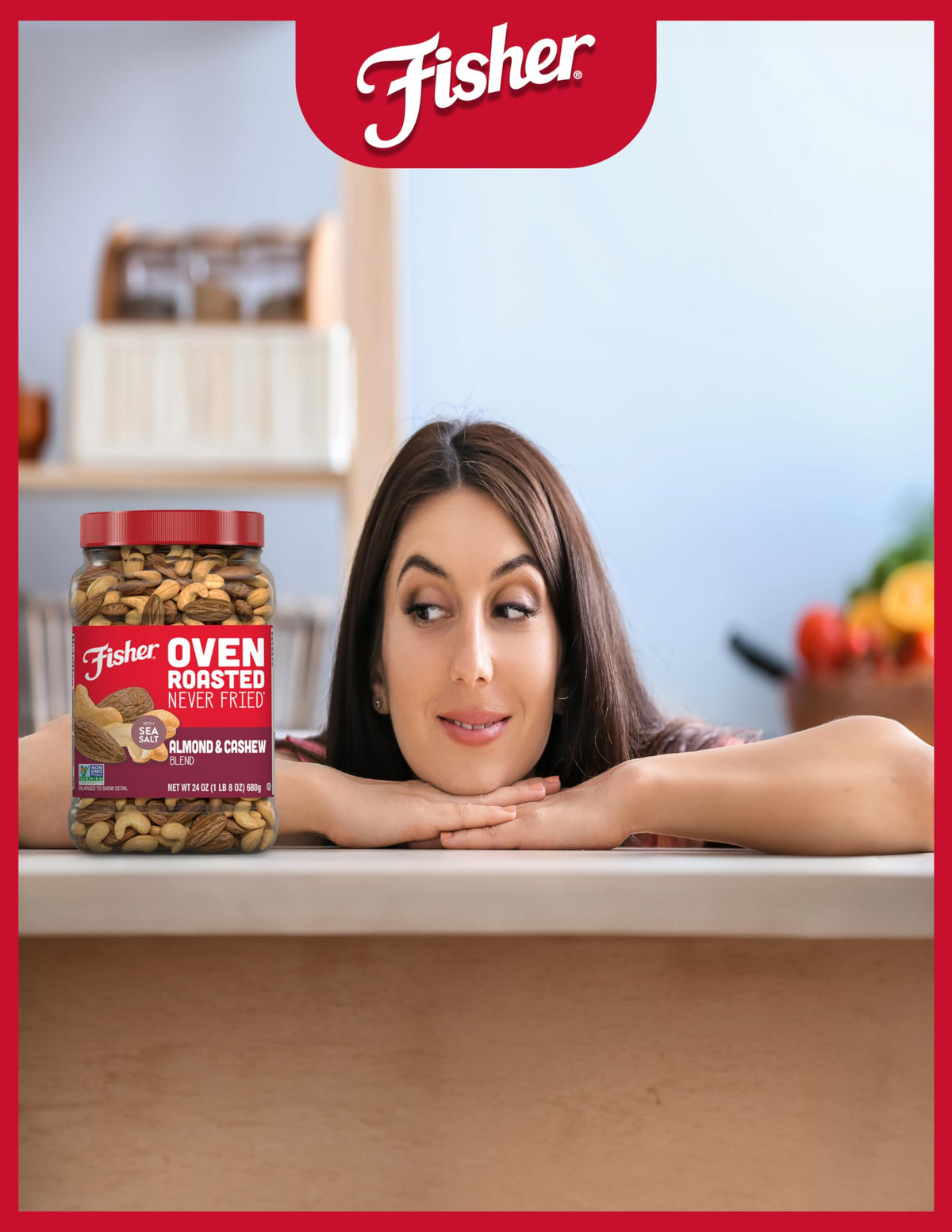 Pantry-ready Fisher canister keeps nuts fresh and accessible.