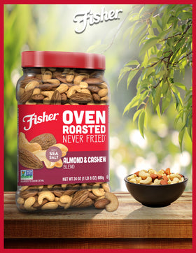 Sea salt detail on Fisher Nuts highlights clean, simple flavor.