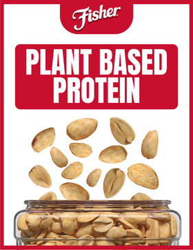 Fisher Snack Sea Salt Dry Roasted Peanuts served in a family-size jar for sharing.