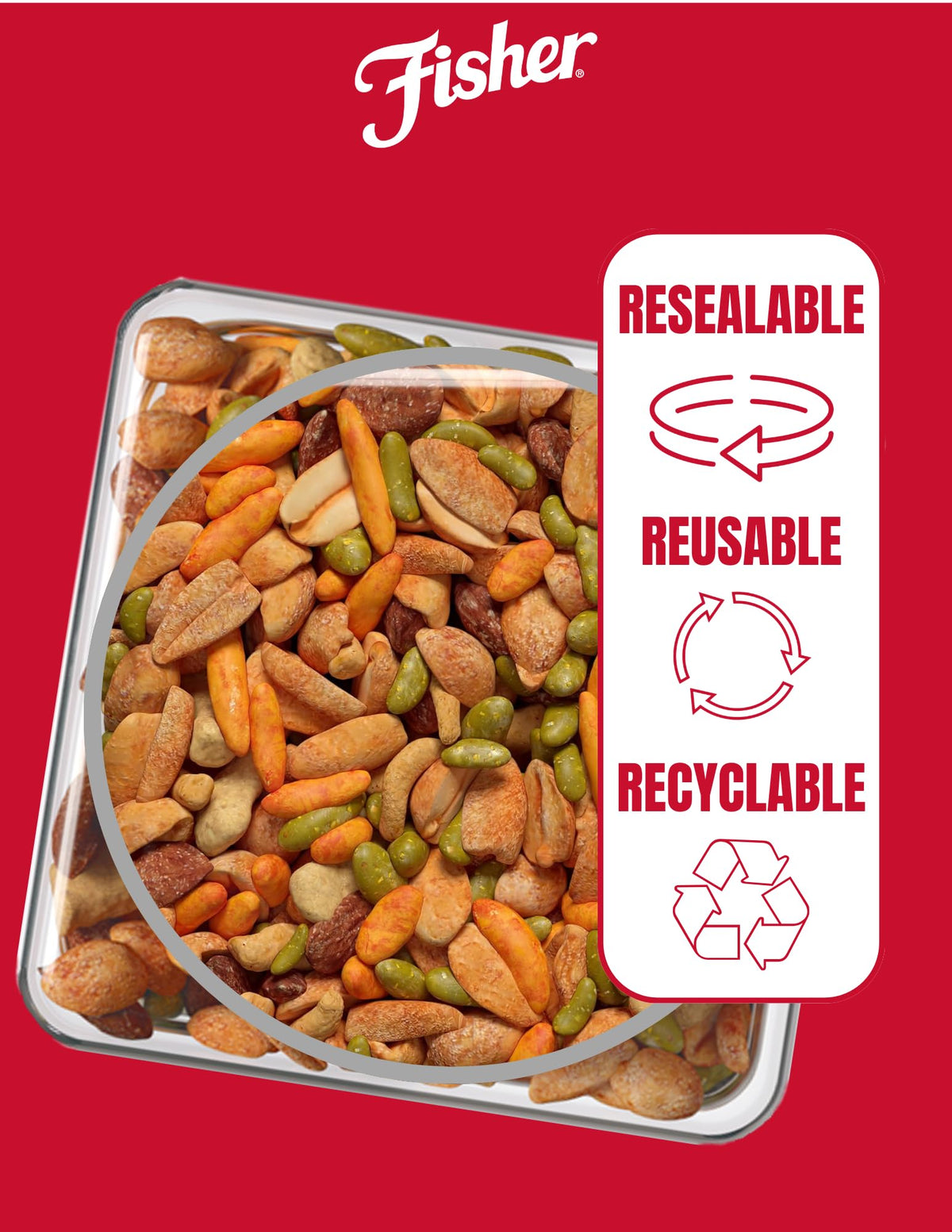 Fisher Tex Mex Trail Mix salsa corn sticks detail showcases savory crunch
