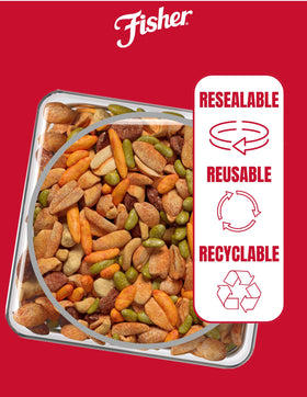 Fisher Tex Mex Trail Mix salsa corn sticks detail showcases savory crunch