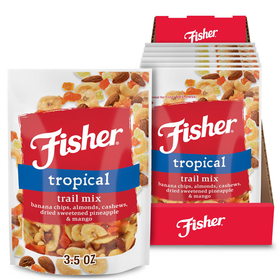 Fisher Snack Tropical Trail Mix banana chips—crisp tropical bites for on-the-go energy