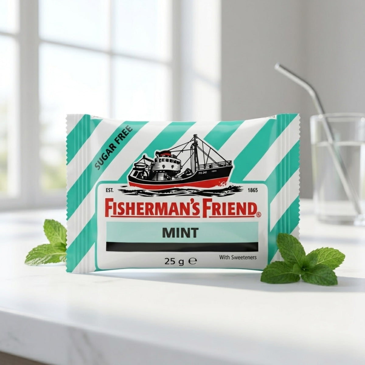 Fisherman's Friend mint lozenges pocket-size for easy carry.