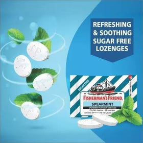 Lozenges on a desk, quick breath refresh with Fisherman's Friend