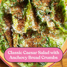 Caesar salad enhanced with Fishwife anchovy