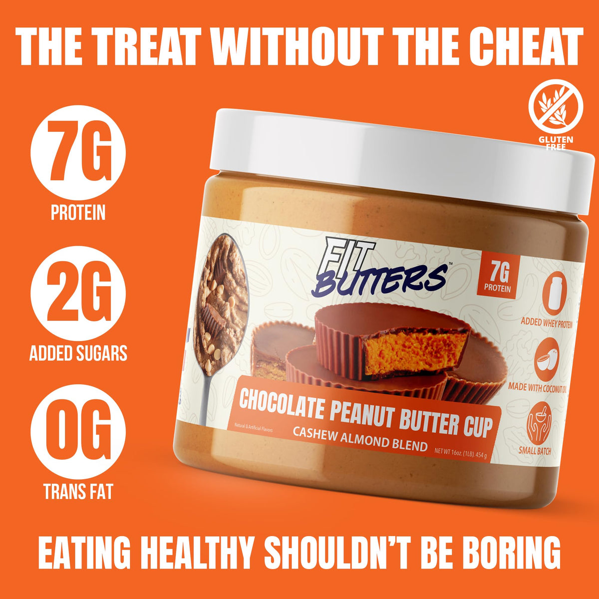Fit Butters chocolate peanut butter cup spread on toast for a low-sugar indulgent snack