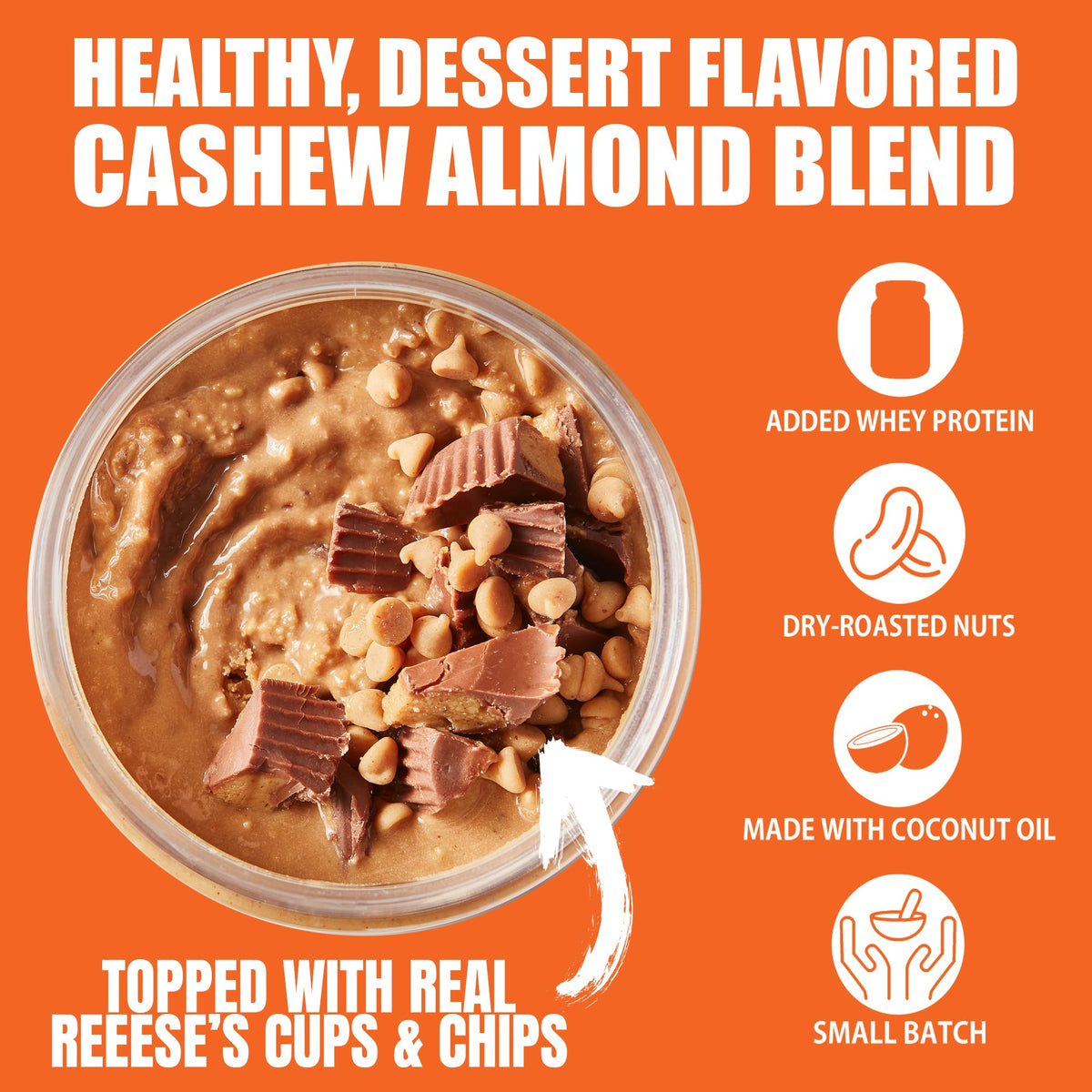 Fit Butters chocolate peanut butter cup spread on spoon highlighting dessert flavor and protein boost