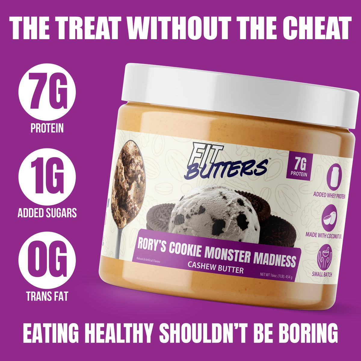 Coconut oil contributes healthy fats and a smooth texture in the spread.