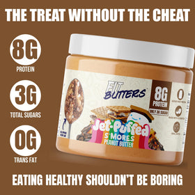 Fit Butters Ghirardelli dark chocolate chips mixed into the spread.