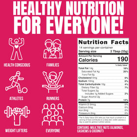 Fit Butters whey protein isolate infused for complete protein.