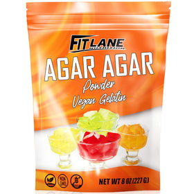 Fit Lane Agar Agar Powder bottle demonstrates plant-based thickener for vegan recipes.