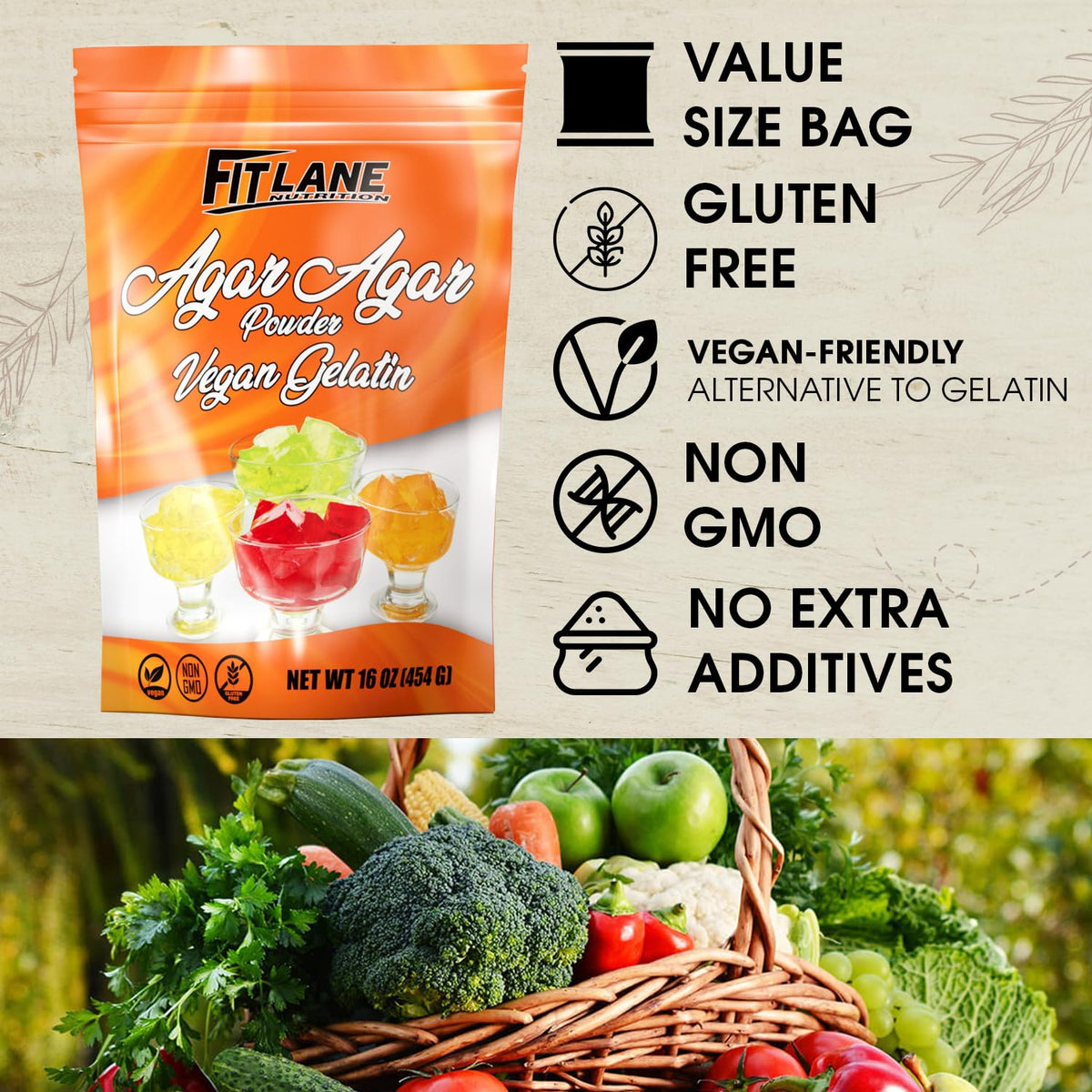 Fit Lane Agar Agar Powder jelly mold showcases vegan jellies and gummies.