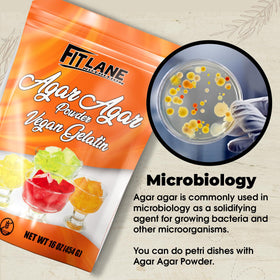 Fit Lane Agar Agar Powder packaging highlights pure additive-free ingredient.