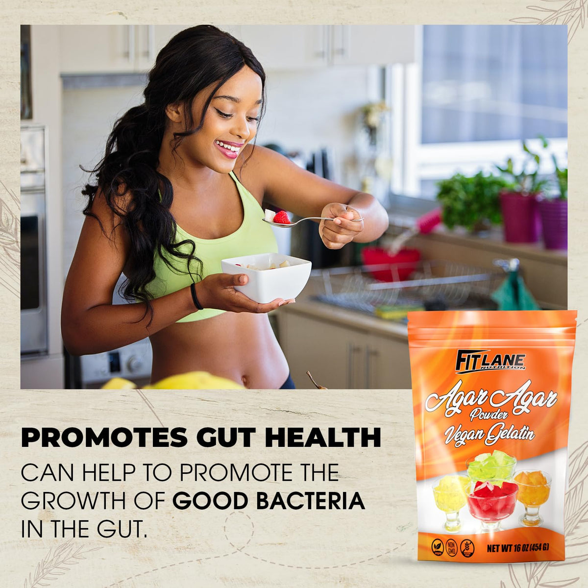 Fit Lane Agar Agar Powder vegan gummy mix enables smooth dessert textures.