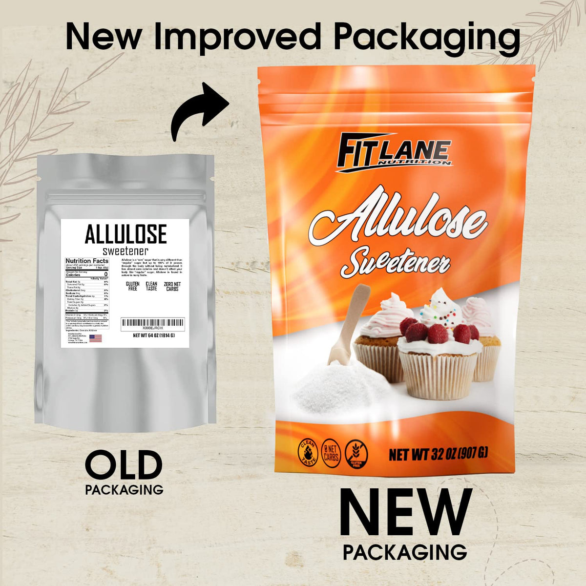 Fit Lane Allulose ingredient label highlights natural, vegan-friendly sweetener.