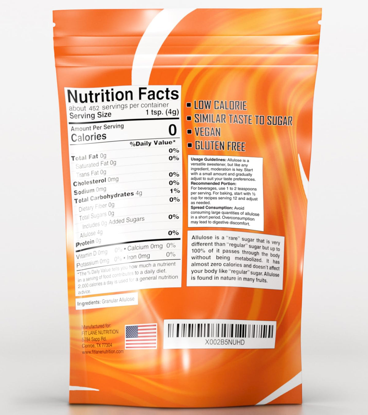 Fit Lane Allulose powder on a kitchen scale for accurate measurement.
