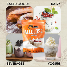 Fit Lane Allulose powder packaging front indicates natural, vegan-friendly sweetener.
