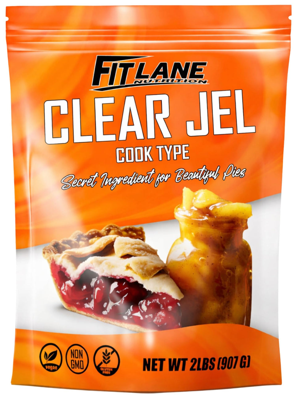 Fit Lane Clear Jel for Canning 2 lbs packaging shows premium non-GMO thickener for sauces