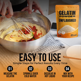 Fit Lane Gelatin sets in cold to form molded desserts.