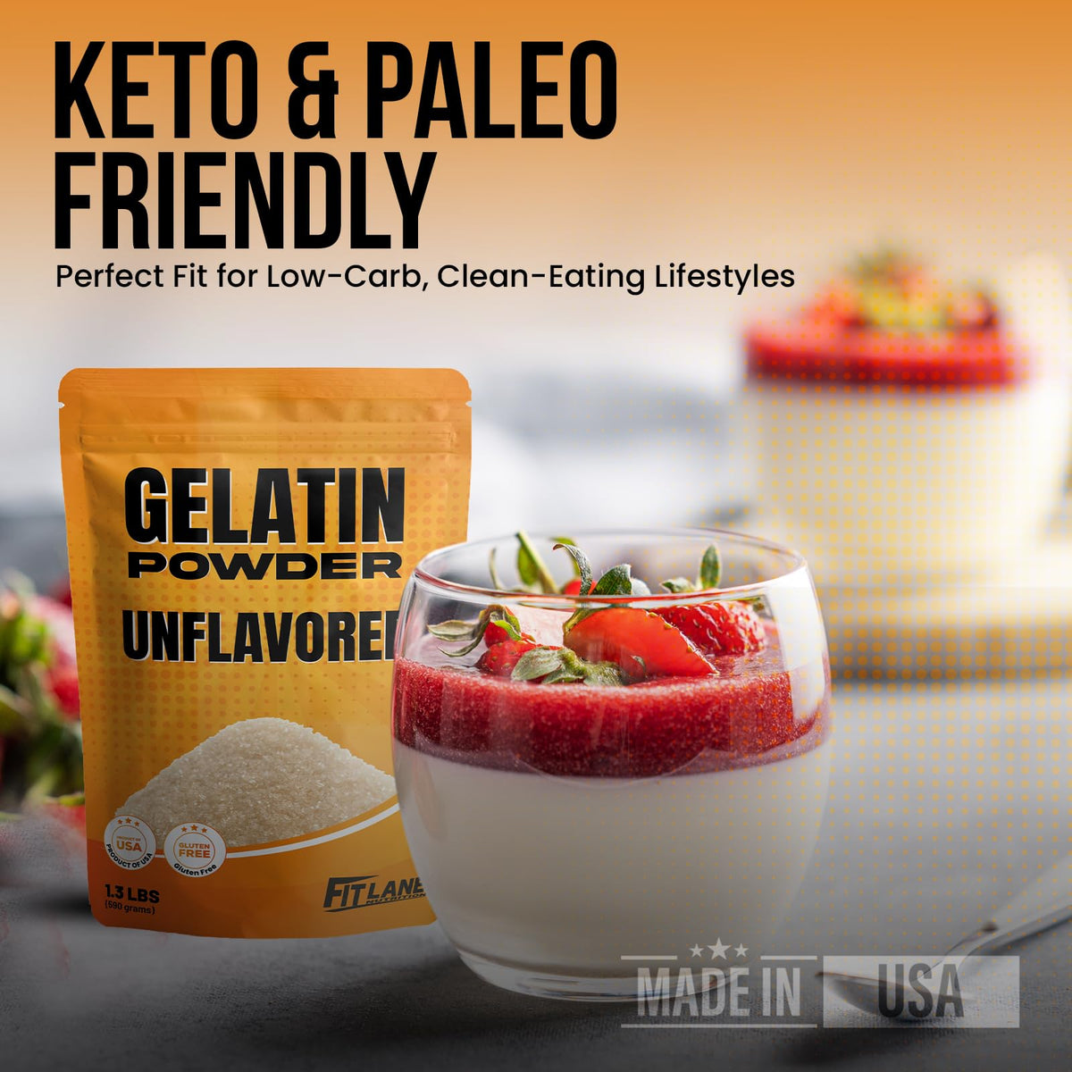 Fit Lane Gelatin helps make marshmallows, custards, and yogurts firmer.